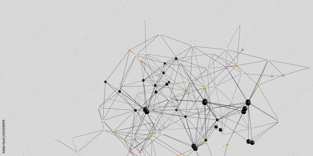 Fototapete abstract image depicting a complex network with interconnected nodes. ideal for technology, ai, or c