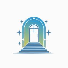 Vector logo design template in simple minimal style, magical and mystical symbols, tattoo signs - entrances, doors and windows with steps and staircases