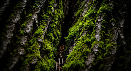 Fototapeta premium Mossy Embrace A Close Up Of Verdant Growth On Tree Surface