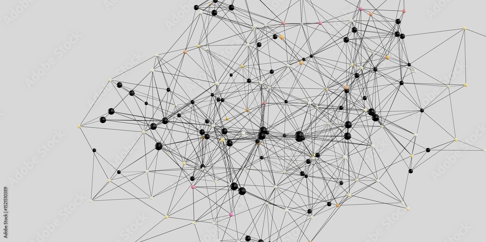 Poster abstract 3d rendering of a network. ideal for tech, ai, or connection concepts.