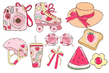 Cute Summer Roller Skate Clipart
.Pastel Rainbow Camera Set
.Adorable Strawberry Toast Elements