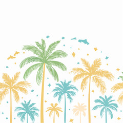 Vector print design templates, summer palms, tropical hand drawn illustrations, palm trees boho elements, vertical covers and banners