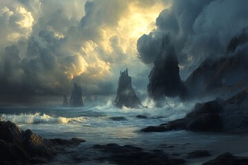 Forest with Moss-Covered Tree Stumps