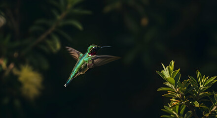 Agile Jewel: A Rufous Hummingbird Captures Mid-Flight Elegance In Natural Habitat