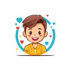 Vector logo design templates, graphic elements, different emotions stickers for advertising, branding, posters and banners, funny cartoon illustrations with smiling