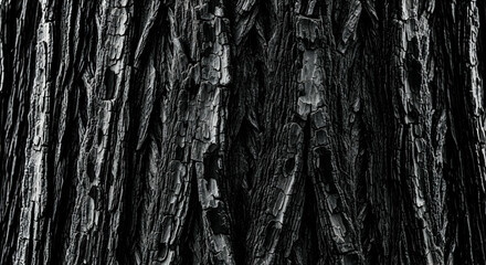 Dramatic Black And White Texture Of Tree Bark For Art And Nature Projects