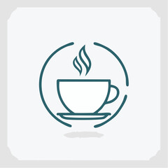 Vector logo and branding design elements, coffee cups, concept simple linear illustration for cafe, menu, banner, print, minimalistic outline icon