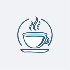 Vector logo and branding design elements, coffee cups, concept simple linear illustration for cafe, menu, banner, print, minimalistic outline icon