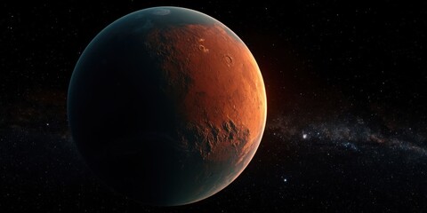 Mars Illuminated in a Vibrant Cosmic Landscape with Celestial Wonders