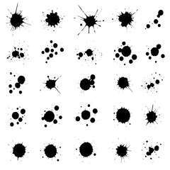 set of black ink splashes