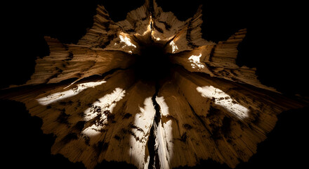 Abstract Geological Formation With Light and Shadow Underground Cave