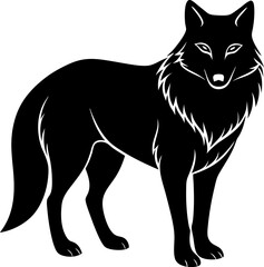 wolf vector illustration, Arctic wolf silhouette , black silhouette of a Arctic Wolf animal