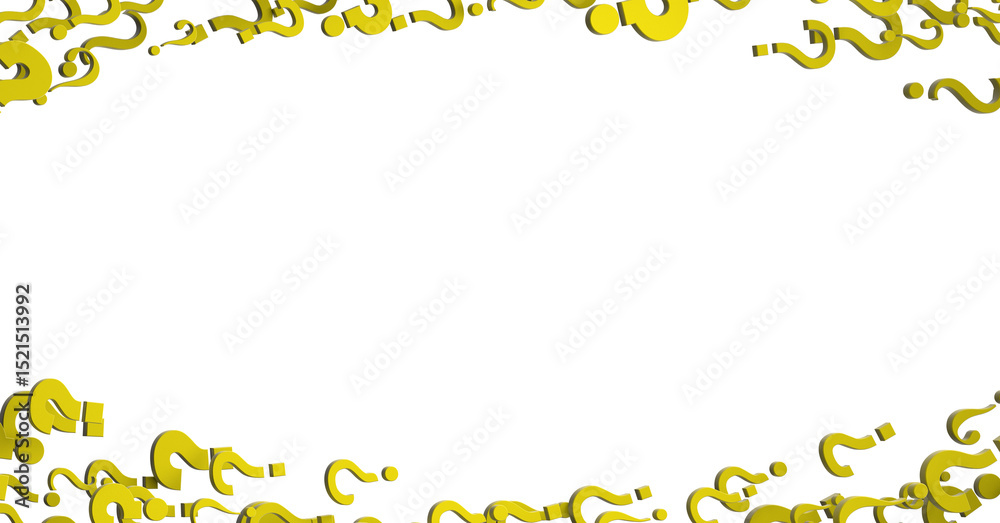 Poster infinite question marks on a plane, original three dimensional illustration.