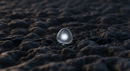 Luminous Stone Nestled on Rocky Terrain Symbolizing Hope and Discovery