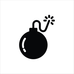 Bomb icon. Bomb line and glyph icon for web design. Exploding bomb weapon vector icon design. Isolated on white background.
