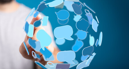 Seamless communication.  Connect globally with this image representing digital conversations and networking.