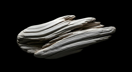 Weathered Piece Of Wood On Black Background Close Up Shot