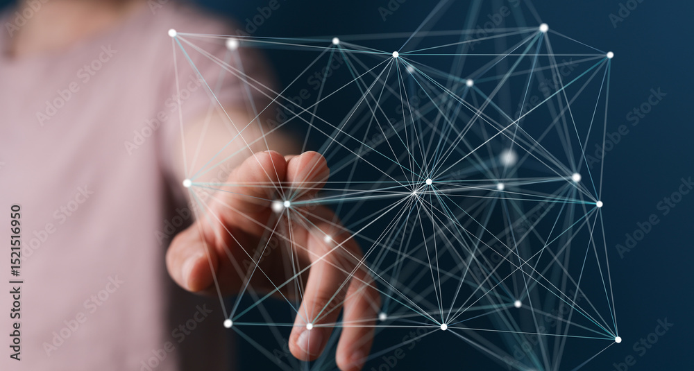 Poster abstract image depicting a complex network connection, ideal for technology, global business, and co