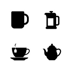 Obraz premium Coffee and Tea Mug Silhouette Icons Set