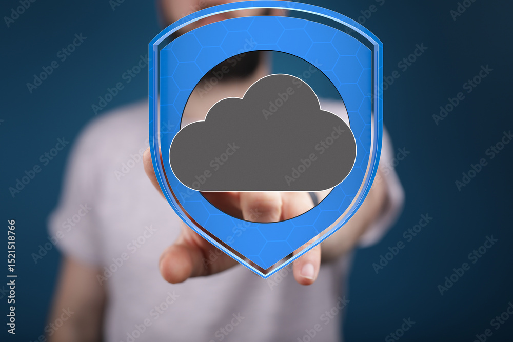 Poster Protecting your cloud data with robust security measures.  Ensuring safety and privacy.