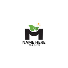 M and leaf logo naturel green logo