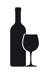 Elegant Wine Bottle and Glass Silhouette Illustration for Wine Tasting Restaurant Menus and Festive Celebrations Simple and Modern Design for Versatile Use