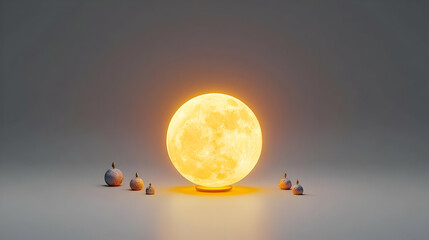 Pixelated Glowing Moon Lamp Design