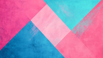 Fototapeta premium Abstract geometric background with intersecting pink and blue textured shapes, creating a modern and colorful design.