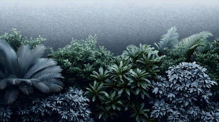 Dense Foliage With Blue Gradient Background