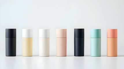 Colorful Cosmetic Containers On White Background