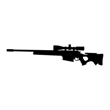 recommend clip art: Sniper rifle silhouette icon vector flat design on white background
