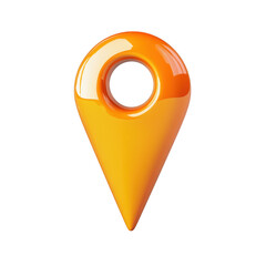 Glossy orange map pointer icon isolated on transparent background