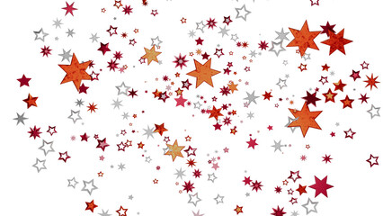 Festive background with red, orange, and silver stars. Perfect for holidays or celebrations.