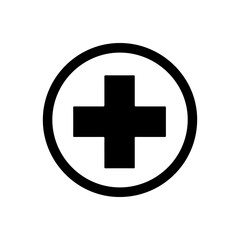 Obraz premium Medical hospital cross health silhouette icon vector flat design on white background