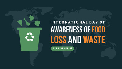 international day of awareness of food loss and waste vector concept design