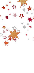Beautiful background image featuring red, orange, and gray stars falling on a white background. Perfect for festive designs.