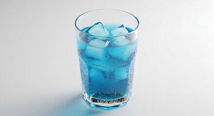 glass of water on blue background