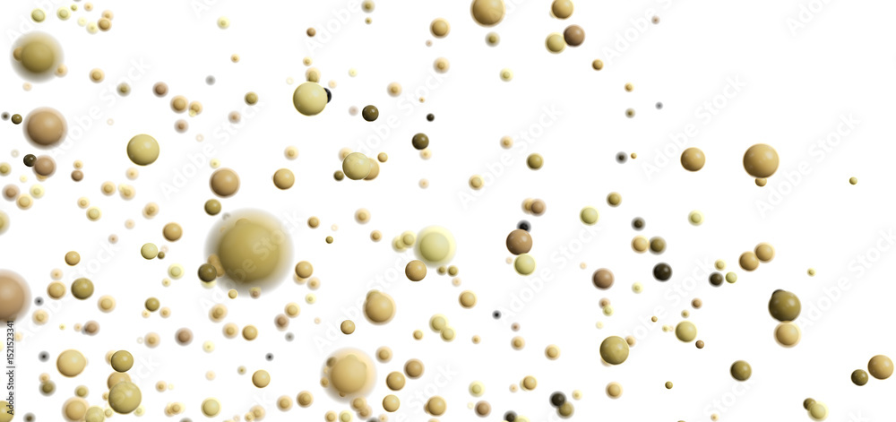 Poster Beautiful abstract background image of floating beige and brown bubbles on a white backdrop.