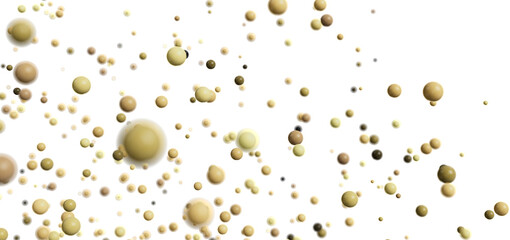 Beautiful abstract background image of floating beige and brown bubbles on a white backdrop.