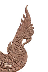 Thai style molding art on the temple wall, Thailand. isolated on white background.