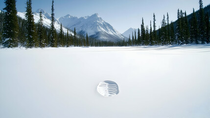 Snowy Winter Landscape With Footprints
