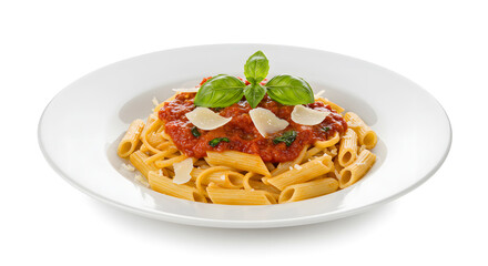 spaghetti with tomato sauce and basil
