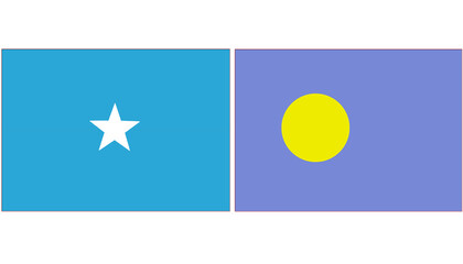 Somalia Official flag with Palau national flag, both countries flags in Horizontal shape and isolated on white background
Rectangular colorful design Flag with together.
Somalian Flag