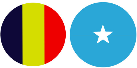 Belgium Official flag with Somalia national flag, both countries flags in Round shape and isolated on white background
Circular colorful design Flag with together.
Somalian Flag