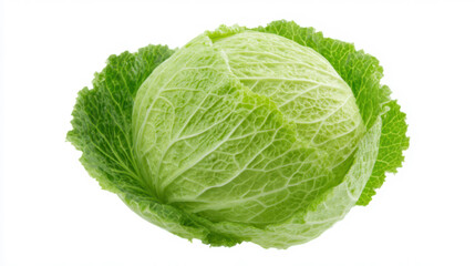 A single cabbage, isolated on a white background