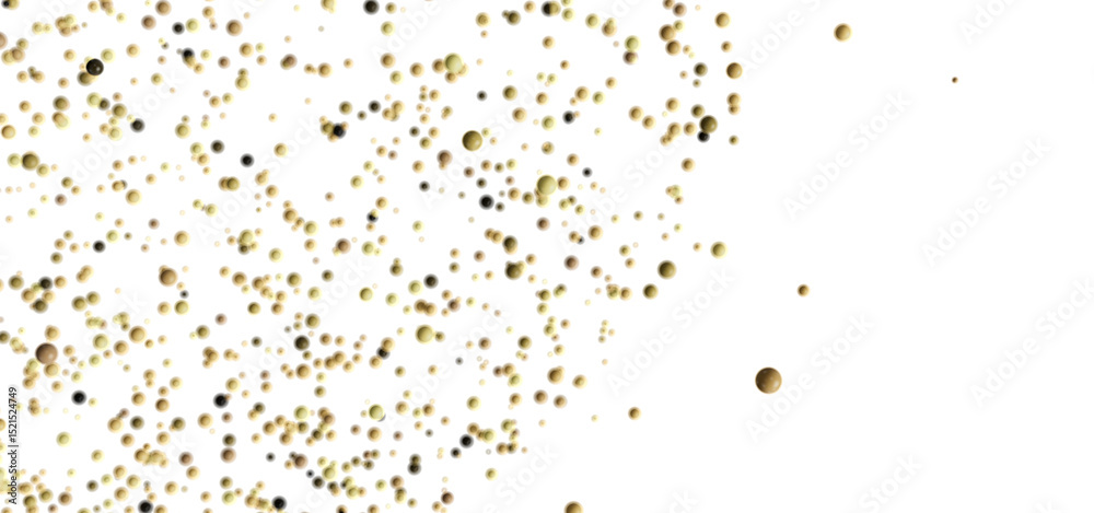 Poster Abstract background image featuring numerous golden and black spheres floating on a white backdrop.
