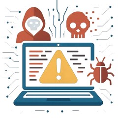 Cybersecurity Warning Alert for Hacked System and Malware Threats