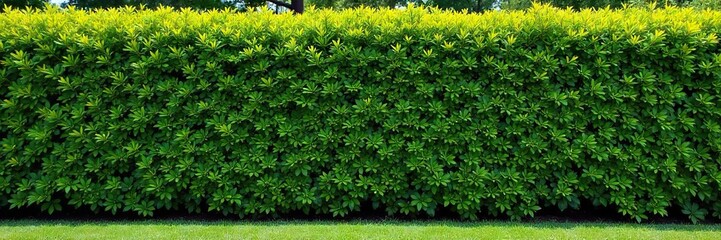Obraz premium Lush green hedge neatly trimmed, creating a vibrant and natural border for a garden Provides privacy and enhances curb appeal Ideal for landscaping projects , property, curb appeal