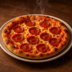 Hot pizza on a plate