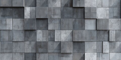 Modern Textured Concrete Wall with Square Blocks for Industrial Interior Design